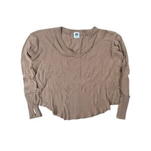 Free People We The Free Size S Colby Long Sleeve Shirt Raw Hem Cuff Sleeve